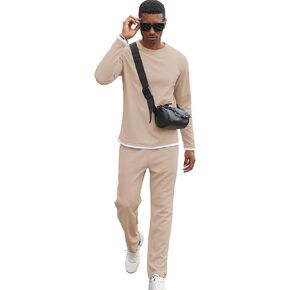 Babioboa Men's Long Sleeve Tracksuit Winter T Shirt & Pants set 2 Pockets Oversize Two Piece Casual Daily Duty-off