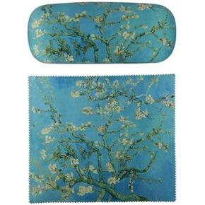 Vincent Van Gogh Almond Blossom Oil Painting Art Premium Quality Eyeglass Case and Matching Microfiber Eyeglass Cleaning Cloth
