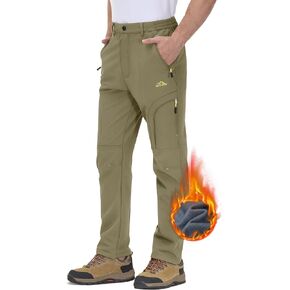 TACVASEN Winter Pants for Men Fleece Lined Waterproof Pants Insulated Hiking Pant for Ski Snowboard Outdoor Work Hunting
