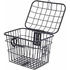 Large Capacity Electric Bike Rear Basket, Metal Cycle Storage with Lid for Secure Transport of Bags Food Vegetables