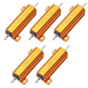 uxcell 50W 4.7 Ohm 5% Aluminum Housing Resistor Screw Tap Chassis Mounted Aluminum Case Wirewound Resistor Load Resistors Gold Tone 5pcs