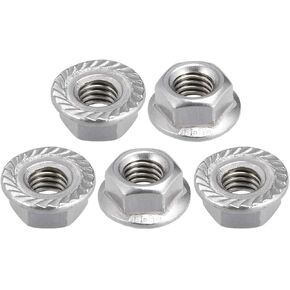 uxcell M8 Serrated Flange Hex Lock Nuts, 316 Stainless Steel, 5 Pcs
