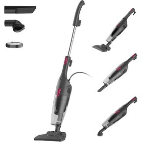 Small Vacuum Cleaner, 3-in-1 Lightweight Corded Stick Vacuum for Homes, Perfect for Hardwood Floors, Carpets, and Pet Hair, with Dust Brush and Crevice Tool, Self-Standing, 16.4 ft Power Cord