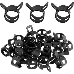 24 Pcs 3/8 Inch Spring Band Type Clamps, 10mm Fuel Line Spring Hose Clamps Fasteners, Black Spring Hose Clip for Fuel Hose, Fuel Hose Clamp, Spring Band Hose Clamp, Air Tube Hose, Line Water Pipe