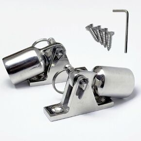 Bimini Top Hardware 2 Pair 316 Stainless Steel Deck Hinge with Quick Release Pin and Eye End Cap Fits 7/8in OD