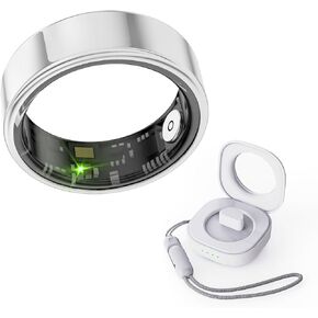 Smart Ring for Men & Women, Smart Ring Health Tracker, Blood Oxygen & Heart Rate Monitor Sleep Ring, Wearable IP68 Waterproof Fitness Monitor, Long Lasting Battery Smart Ring (Silver, 9)