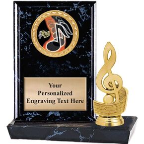 6"X6" Music Treble Clef Plaque Award, Music Note Trophy with Custom Engraving, Prime