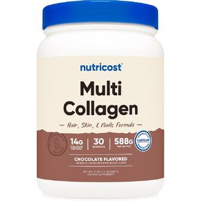 Nutricost Multi Collagen + Beauty & Protein Powder (Milk Chocolate Flavor) 30 Servings - with Biotin and Collagen Peptides, Non-GMO, Gluten-Free