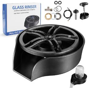 Glass Rinser for Kitchen Sink,cup washer for sink,Faucet Bar Glass Rinser,360 Degree Rotating Spout with Pull-out Spray Design,sink cup rinser,Glass Cup Cleaner Sink Attachment