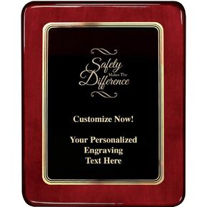 Crown Awards 9" x 12" Safety Makes The Difference Chatoyant Rosewood Plaque Award, Custom Engraved Safety Makes The Difference Trophy, Engraving Included Prime