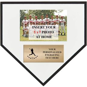 Crown Awards 10" Softball Player Home Plate Team Photo Plaque, Custom Engraved Softball Player Trophy, Insert Your Own 5X7 Photo, Engraving Included, Prime