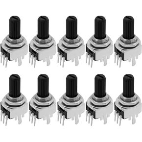 The Lord of the Tools 10PCS Logarithmic 9mm Potentiometer 50K Ohm 6mm Knurled Shaft 25mm Shaft Length for PCB or Panel Mount Applications Use with Communications Equipment Consumer Goods