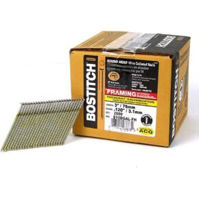 BOSTITCH Framing Nails, 28 Degree, Wire Weld, Galvanized, 3-Inch x .120-Inch, 2000-Pack (S10DGAL-FH)