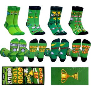 Golf Socks for Men,Golf Gifts Sets, 4 pairs per box Golf Socks for Men and Women best golf gifts Golf Tournament Prize Novelty Cool gifts for golfer Christmas Gifts for Golfer Size 8-13