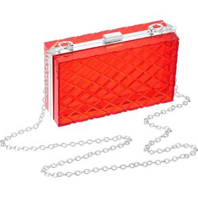 uxcell Women Acrylic Clear Clutch Purses Lattice Evening Handbag Crossbody Bag with Chain for Wedding Prom Party
