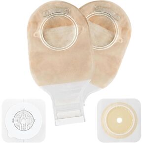 FDA Registered, 2 PCS Drainable Ostomy Pouches, Convex Two-Piece Colostomy Bags, 12" Big, Cut-to-Fit (2 1/4"), Dual-Layer Adhesives, Skin-Friendly, Sweat-Proof, Odor Control