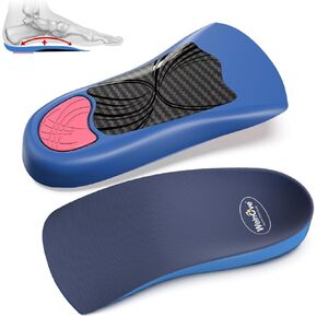 Plantar Fasciitis Heel Inserts Insoles - Welnove Arch Support Anti-Slip Cushions for Foot Heel Pain Relief, Heel Cups Orthotic for Flat Feet, Heel Spur and Achilles Tendinitis, Men’s 8-12
