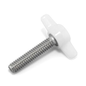 1/4"-20 x 1-1/4" Thumb Screw Stainless Steel - White Tee Wing Plastic Knob - Standard/Coarse Thread Thumbscrew - Length: 1.250" - Proudly Built in USA - Package of (4)