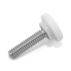 1/4"-20 x 1 Thumb Screw Stainless Steel - White Knurled Round Plastic Knob - Standard/Coarse Thread Thumbscrew - Length: 1.000" - Proudly Built in USA - Package of (4)