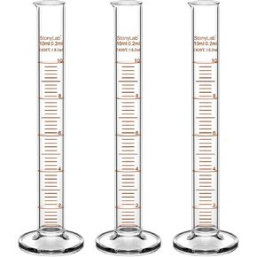 stonylab Graduated Measuring Cylinder, 3 Pack 50 ml Heavy Wall Borosilicate Glass Graduated Cylinder Laboratory Glassware