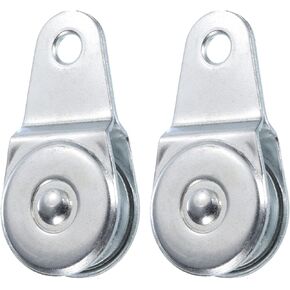 uxcell 2Pcs Fixed Eye Steel Pulley 70mm Single Pulley Blocks, Iron Hanging Wire Towing Wheel, Cable Rope Runner Pulley Roller in Zinc Plated