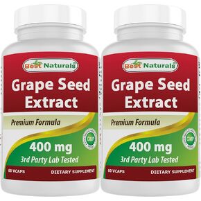 Best Naturals Grape Seed Extract 400 mg 60 Vcaps (60 Count (Pack of 3))