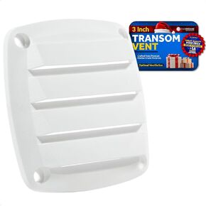 Five Oceans Marine Boat Square Air Vent - 4-Slotted Louvered Flush Hose Ventilators, 3-Inch Ventilation Area Diameter, White ABS Plastic- FO4750