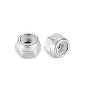 uxcell M2 x 0.4mm Nylon Insert Hex Lock Nuts, 304 Stainless Steel, Plain Finish, Pack of 100