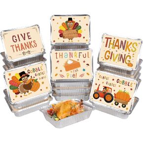36-Pack Premium Thanksgiving Leftover Containers with Lids - Durable & Leak-Proof, 6.1"W X 8.2"L X 1.8"H,Thanksgiving Aluminum Foil Containers Perfect for Fall Party Leftovers & To-Go Meals