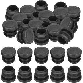 PATIKIL 5/8"OD Plastic Tubing End Caps, 40Pcs Round Hole Plug Insert for Round Iron Pipe Chair Leg Table Bookshelves Patio Furniture, Black