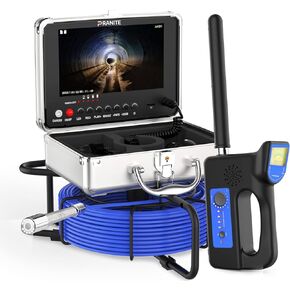 PRANITE Sewer Camera with Locator, Drain Camera 165 FT Self-Leveling, 9'' HD Screen Sewer Inspection Camera, Plumbing Camera Snake with Light, IP68 Waterproof Drain Pipe Cameras with DVR Recorder