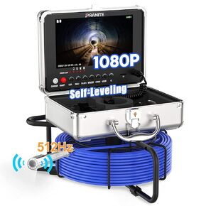 PRANITE Sewer Camera with Locator, Drain Camera 165 FT Self-Leveling, 9'' HD Screen Sewer Inspection Camera, Plumbing Camera Snake with Light, IP68 Waterproof Drain Pipe Cameras with DVR Recorder
