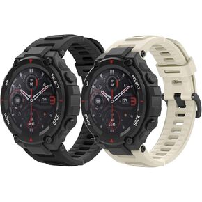 2 Pack Waterproof Bands Compatible with Amazfit T-Rex Pro Watch Bands, Soft Silicone Replacement Band for Amazfit T-Rex/T-Rex Pro Smartwatch