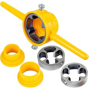 6Pcs PVC Thread Maker Tool Reusable Pipe Threader Kit with 1/2 Inch 3/4 Inch 1 Inch Dies Pipe Threader Plumbing Manual Hand Tool Kit Pipe Round Die Set for PVC Threading