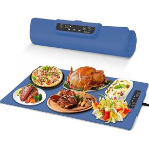 Food Warming Mats for Countertop, Silicone Warming Mat for Food, Full Surface Heating Warming Tray with 3 Temperatures, Auto Shut-Off, Foldable Food Warming mat for Gatherings Daily Use