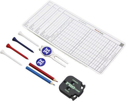 Handy Picks Golf Scorecard Holder n Yardage Book Cover in Genuine Leather - Divot Repair Tool, Ball Marker, Golf Tees, Pencil n Scorecards, Scorer Included, Gift for Golfers in Saudi Arabia