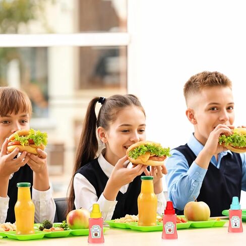 4PCs Mini Ketchup Bottles, 25 ml Condiment Squeeze Bottles Mini with Sturdy Screw Cap, Portable Soy Honey Sauce Salad Dressing Dispensers Containers Small Sauce Containers for Adult Lunch Box in Saudi Arabia