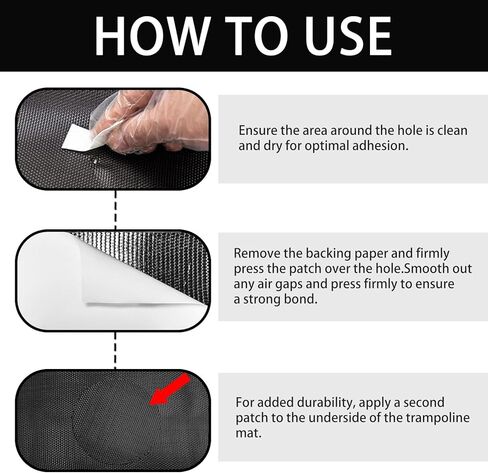 طقم إصلاح رقعة الترامبولين ذاتية اللصق - رقعتان دائريتان + رقعتان مربعتان - ملحقات الترامبولين لإصلاح التمزقات أو الثقوب في سجادات الترامبولين in Kuwait