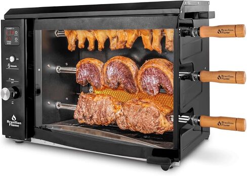 Brazilian Flame Churrasco® Gas Rotisserie Grill Roaster with Auto Rotating Skewers for Rotisserie Chicken, Brazilian Style BBQ and Churrasco, Modern Portable Smoke-Free Propane Grill in Saudi Arabia