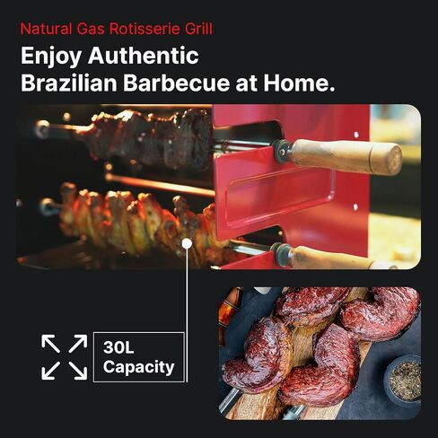 Brazilian Flame Churrasco® Gas Rotisserie Grill Roaster with Auto Rotating Skewers for Rotisserie Chicken, Brazilian Style BBQ and Churrasco, Modern Portable Smoke-Free Propane Grill in Saudi Arabia