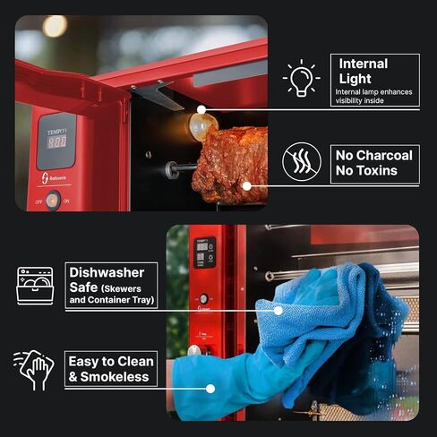 Brazilian Flame Churrasco® Gas Rotisserie Grill Roaster with Auto Rotating Skewers for Rotisserie Chicken, Brazilian Style BBQ and Churrasco, Modern Portable Smoke-Free Propane Grill in Saudi Arabia