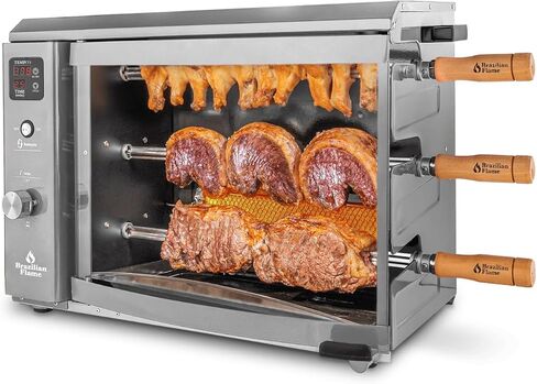 Brazilian Flame Churrasco® Gas Rotisserie Grill Roaster with Auto Rotating Skewers for Rotisserie Chicken, Brazilian Style BBQ and Churrasco, Modern Portable Smoke-Free Propane Grill in Saudi Arabia