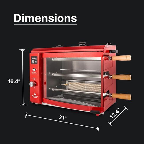 Brazilian Flame Churrasco® Gas Rotisserie Grill Roaster with Auto Rotating Skewers for Rotisserie Chicken, Brazilian Style BBQ and Churrasco, Modern Portable Smoke-Free Propane Grill in Saudi Arabia