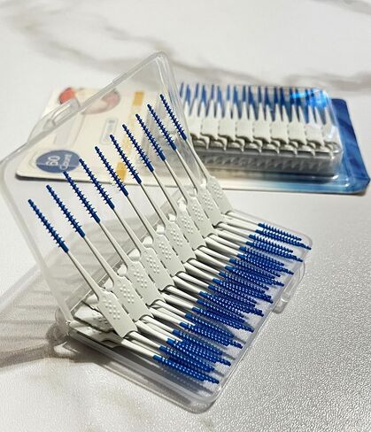 60 Pieces Interdental Brush Teeth Floss Tooth Cleaning Tool Toothpick Dental Tooth Flossing Head Oral Dental Flosser Teeth Soft Dental Picks Refill Dental Flosser Toothpick Cleaners (Blue) in Saudi Arabia