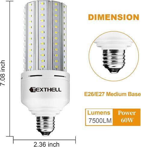 لمبة إضاءة LED 500 وات تعادل 7500 لومن لمبة إضاءة الذرة، 2 حزمة 5000K ضوء النهار الأبيض E26 LED لمبات لإضاءة منطقة كبيرة تطبيق واسع للمستودع in Saudi Arabia