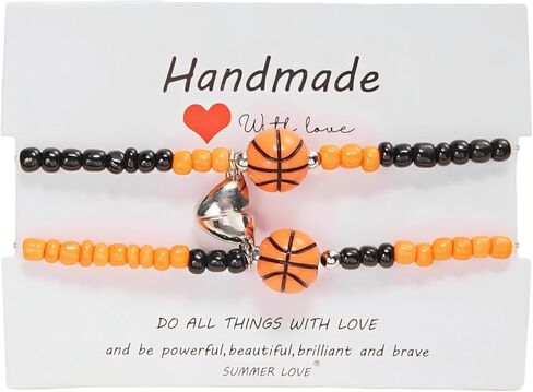 2PC BFF Heart Match Sports Woven Adjustable Bracelet for Basketball Football Volleyball Tennis Couple Bracelet in Saudi Arabia
