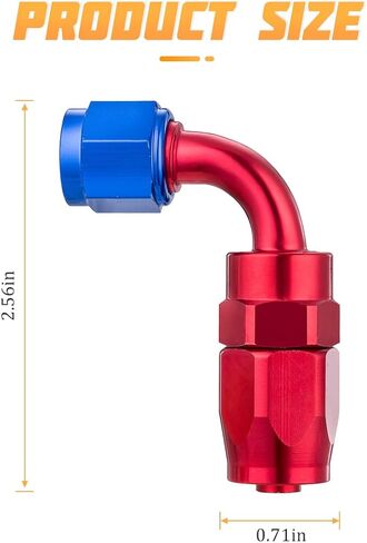 AICEL 6AN Hose End Fitting, Aluminum Straight Swivel for Braided CPE Fuel Hose 0° 45° 90° 180°, Red & Blue Hose End Fitting Adapter Kit for Fuel Oil Line, Auto Accessories for All Cars (6AN-45°) in Saudi Arabia