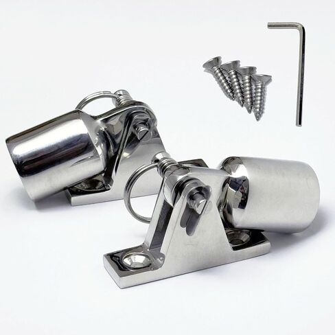 Bimini Top Hardware 2 Pair 316 Stainless Steel Deck Hinge with Quick Release Pin and Eye End Cap Fits 7/8in OD in Saudi Arabia