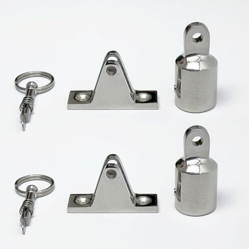 Bimini Top Hardware 2 Pair 316 Stainless Steel Deck Hinge with Quick Release Pin and Eye End Cap Fits 7/8in OD in Saudi Arabia