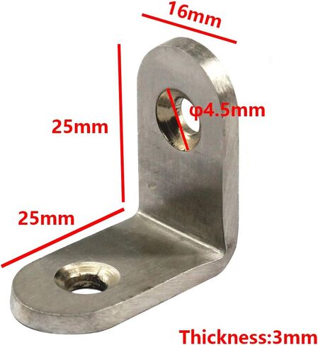 (20 Pieces) 25x25x3mm Angle Connector Corner Brackets (Thickness 3mm) Stainless Steel L Shape Brace Brackets with Screws in Saudi Arabia